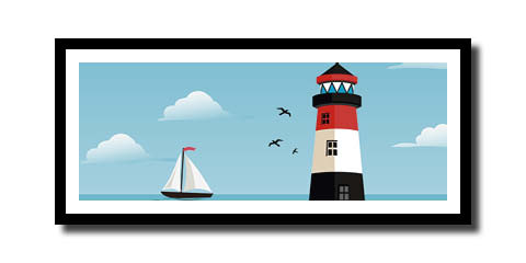 Photo frame with lighthouse picture