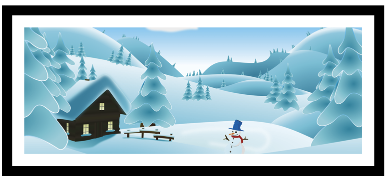 Framed poster of a snowscape