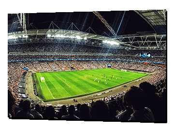 Large poster of a football stadium at night